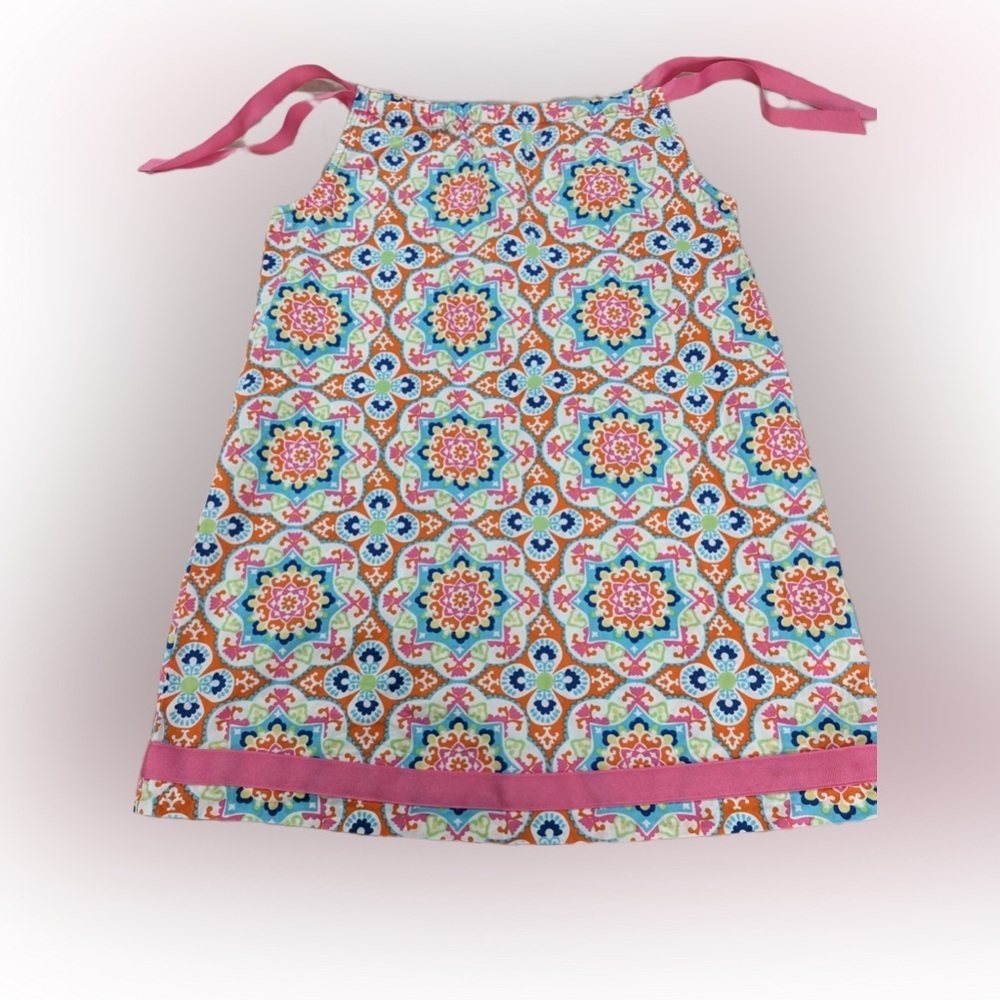 Hanna Andersson Paisley Floral Orange Pink Pillowcase Cotton Dress 150/12